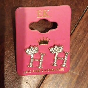 Women's Ek Earrings Letter H Crown (Cubic Zicornia) Diamonds NIP